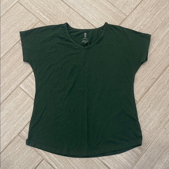 Cariloha Dark Green Top and Leaf Print Bamboo Pajama Set - Picture 2 of 5